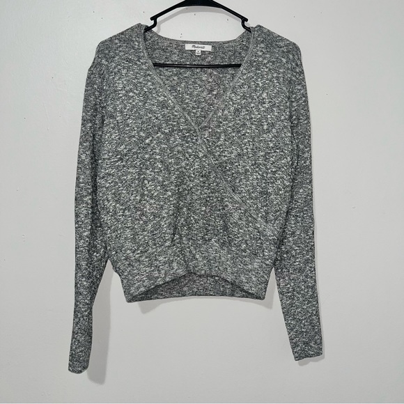 Madewell Tops - Madewell size medium grey wrap front pullover sweater